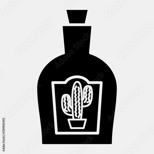 Icon tequila. Day of the dead celebration elements. Icons in glyph style. Good for prints, posters, logo, party decoration, greeting card, etc.