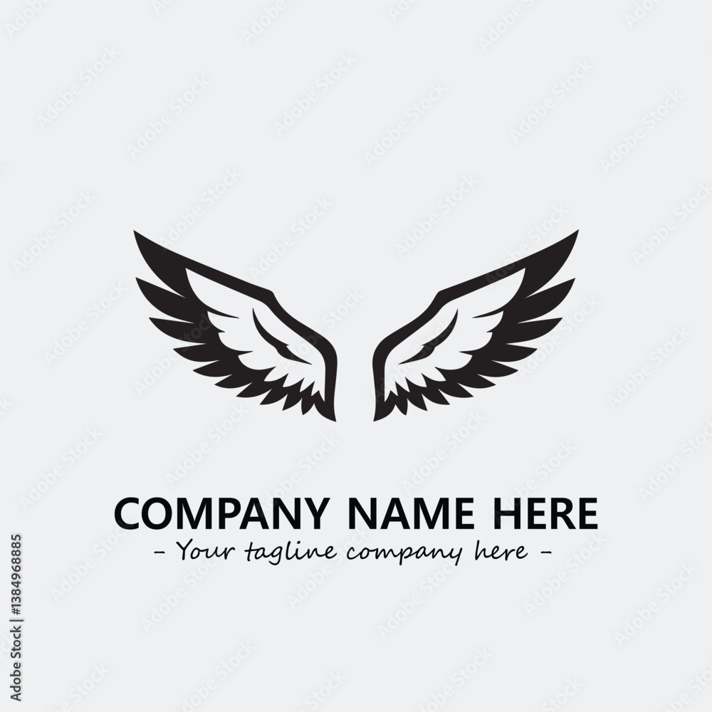 Obraz premium Wing illustration black and white for logo company vector image 
