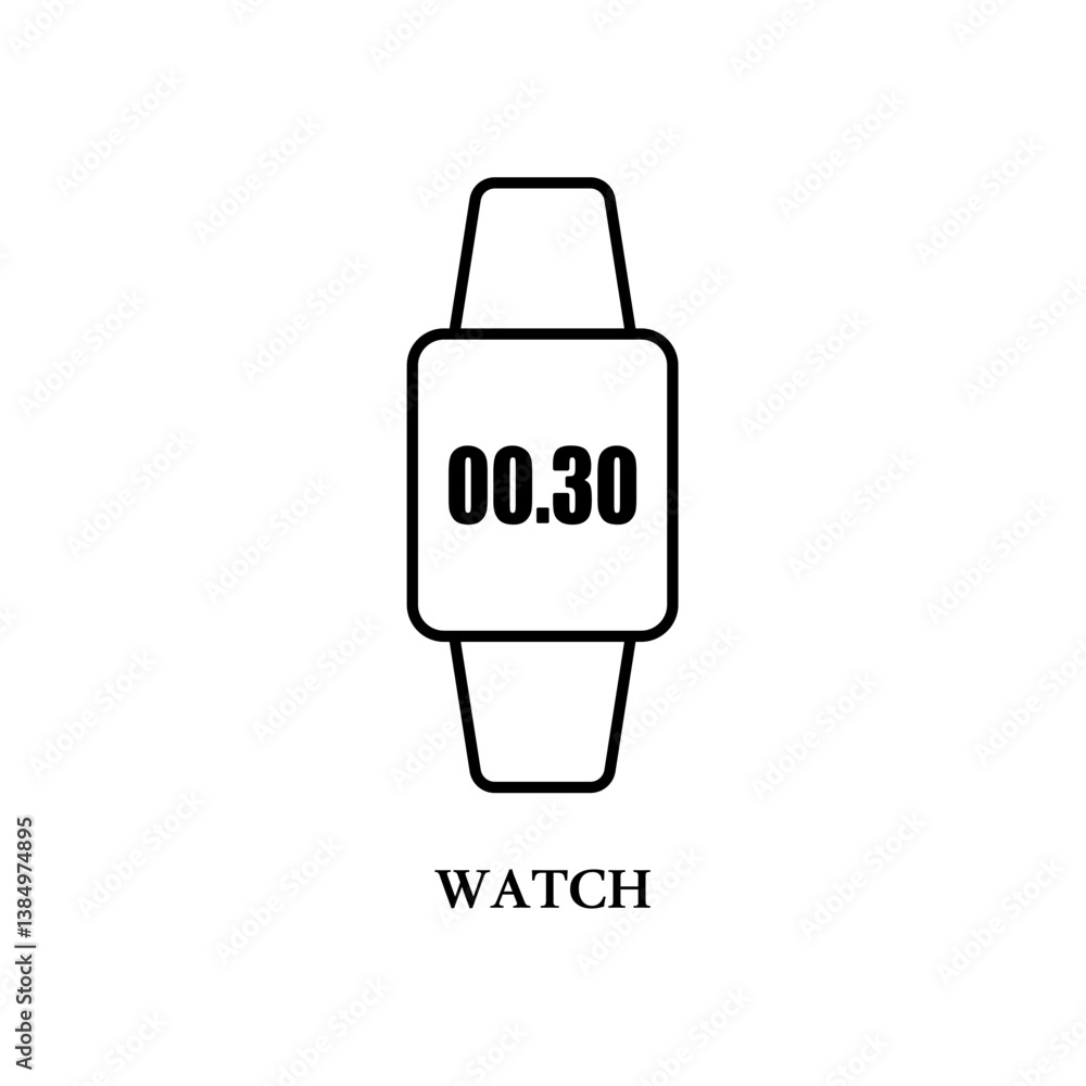 Icon a watch, isolated against a clean background. Icon a watch, isolated against a clean background.