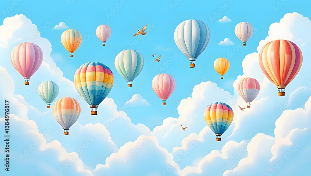 Naklejka premium Colorful Balloons Kids Wallpaper AI
