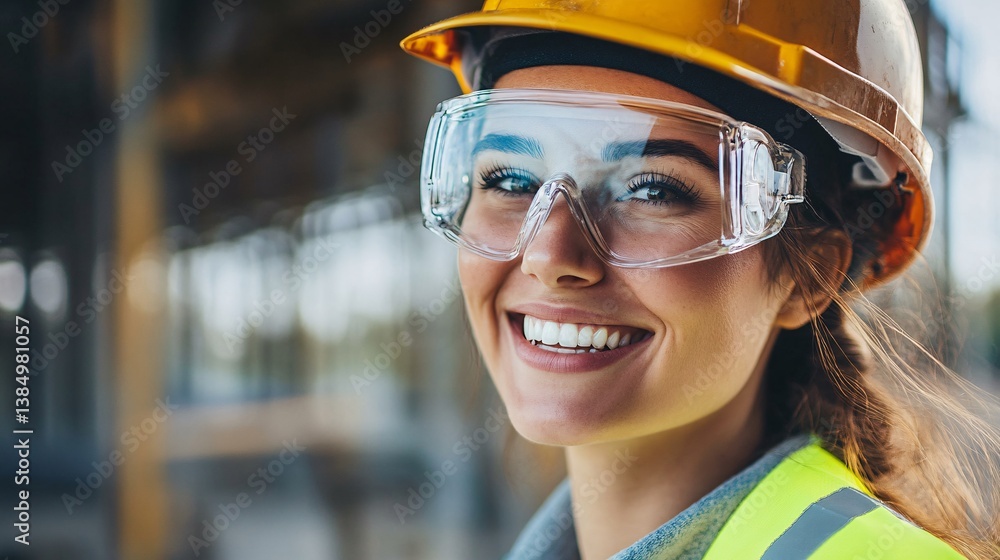 Construction worker is smiling on a job site Construction worker is smiling on a job site