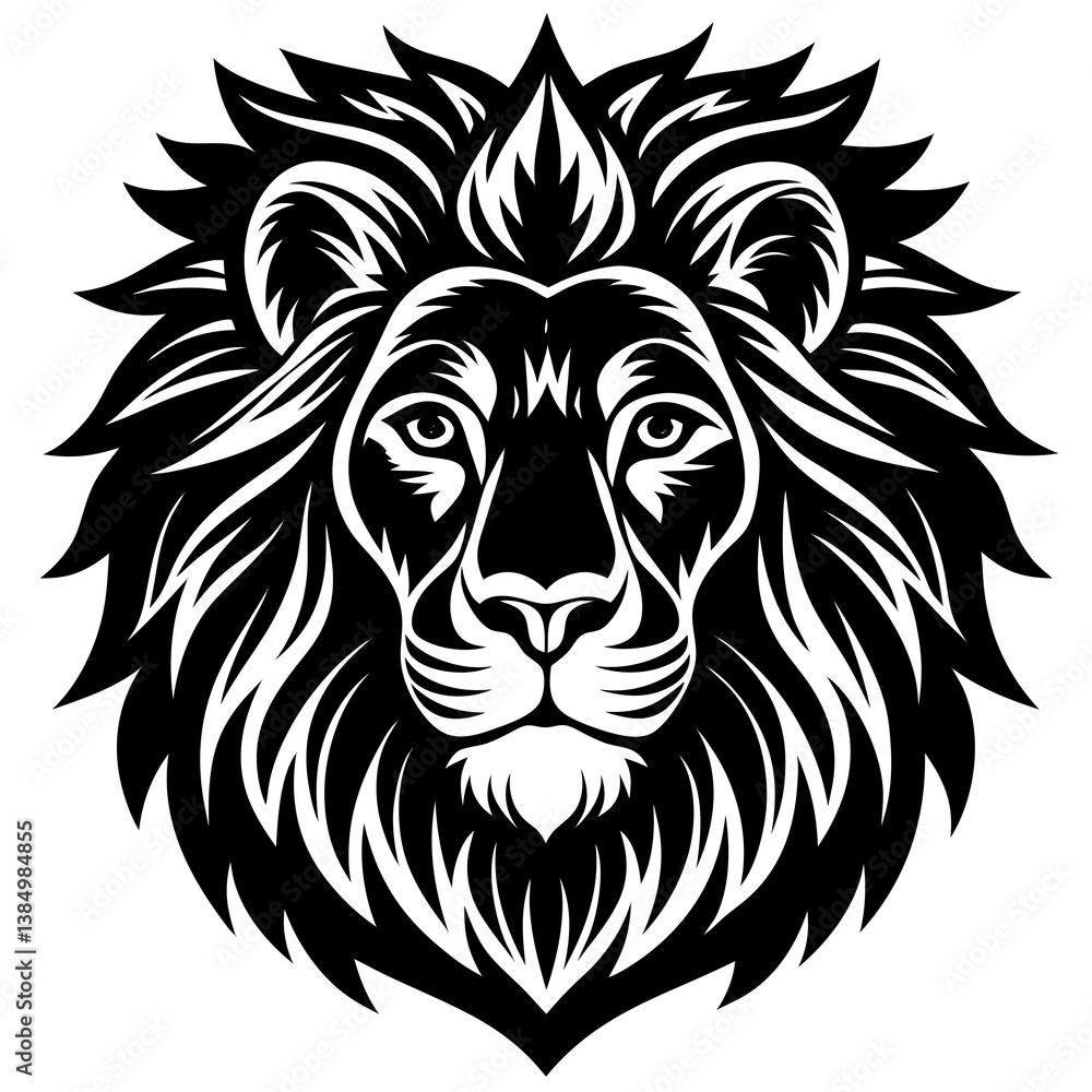 Obraz premium Lion face silhouettes vector illustration