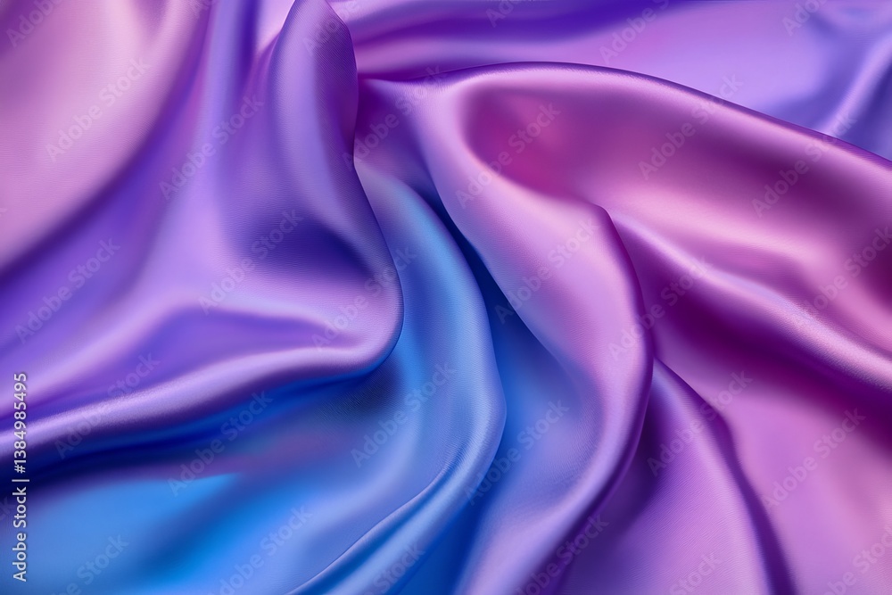 Fototapeta premium Fluid, vibrant silk drapes in a gradient of purple and blue