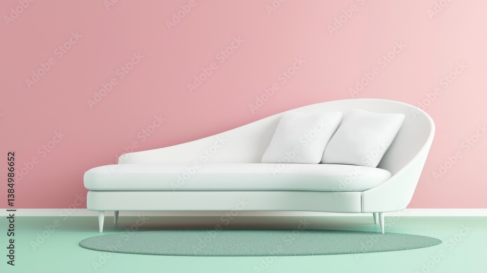 Bright contemporary lounge, full layout visible, white fabric sofa, mint green rug, soft lighting, no shadows, peaceful tones Bright contemporary lounge, full layout visible, white fabric sofa, mint green rug, soft lighting, no shadows, peaceful tones