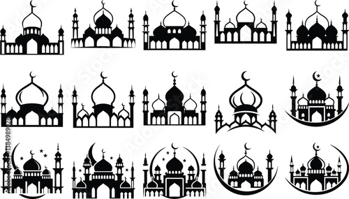 mosque silhouette set