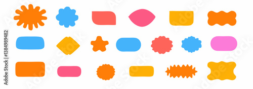 Vibrant Shapes: A collection of brightly colored abstract shapes, each unique in design, creating a visually stimulating and dynamic composition. 
