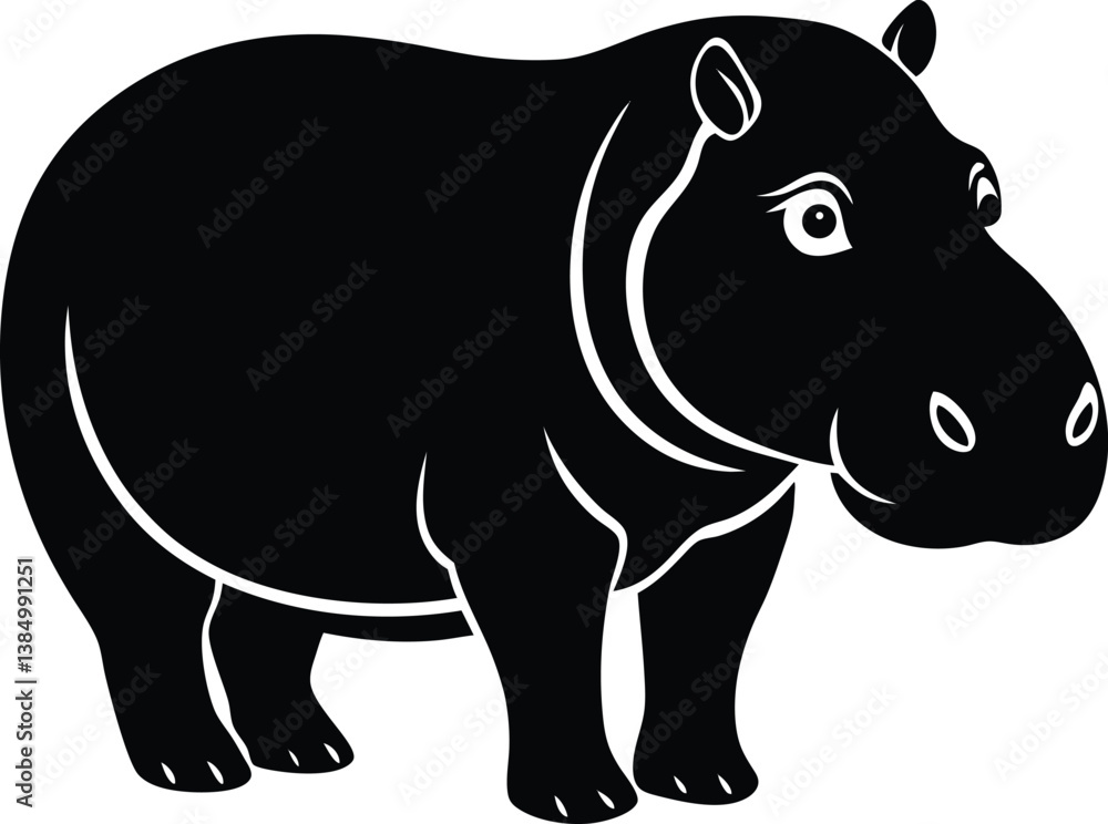 Obraz premium hippopotamus silhouette vector art.