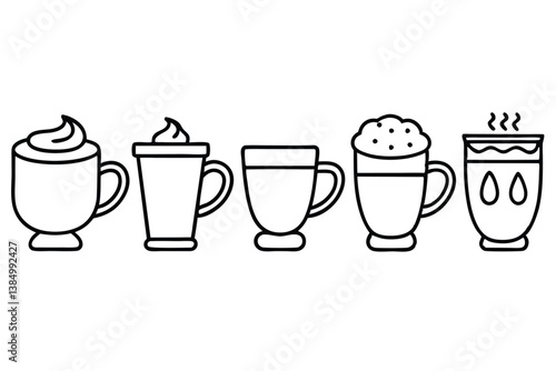 Chai Latte Line Art Detailed Sketch for Artistic Illustration Design 