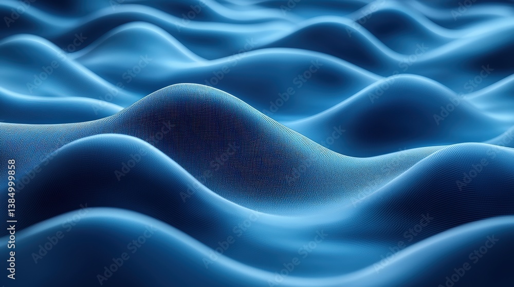 Gentle Waves of Blue Fabric Flowing Smoothly Across a Surface in Abstract Pattern Design Gentle Waves of Blue Fabric Flowing Smoothly Across a Surface in Abstract Pattern Design