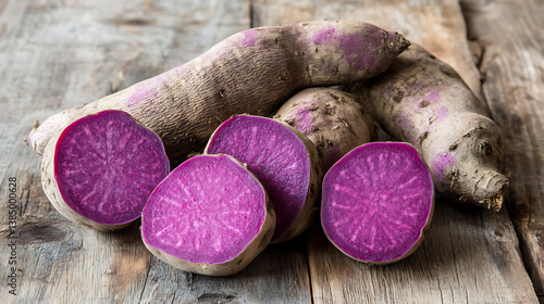 Purple yams are vibrant, nutritious tubers with striking purple interior, perfect for various culinary uses and healthy dishes. Their unique color adds visual appeal to meals