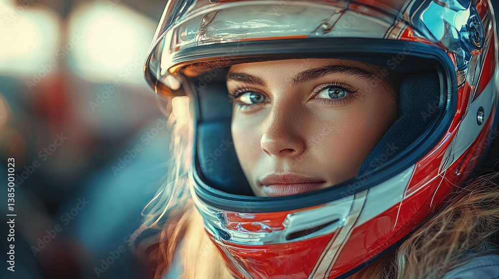 Portrait of a Woman in a Racing Helmet Portrait of a Woman in a Racing Helmet