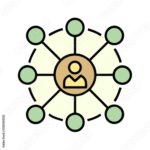 Network Connection Hub Centralized User System Nodes Graphic Design