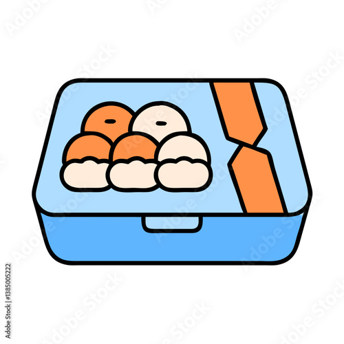 Cartoon vector of Mochi Sweets in a Plastic Container