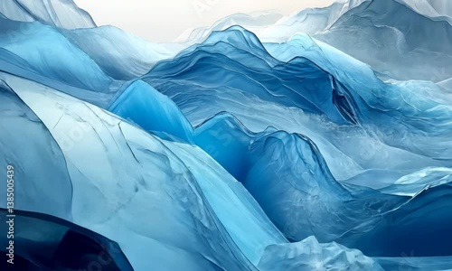 Wallpaper Mural Abstract blue mountain range landscape with flowing, fluid shapes and soft textures Torontodigital.ca