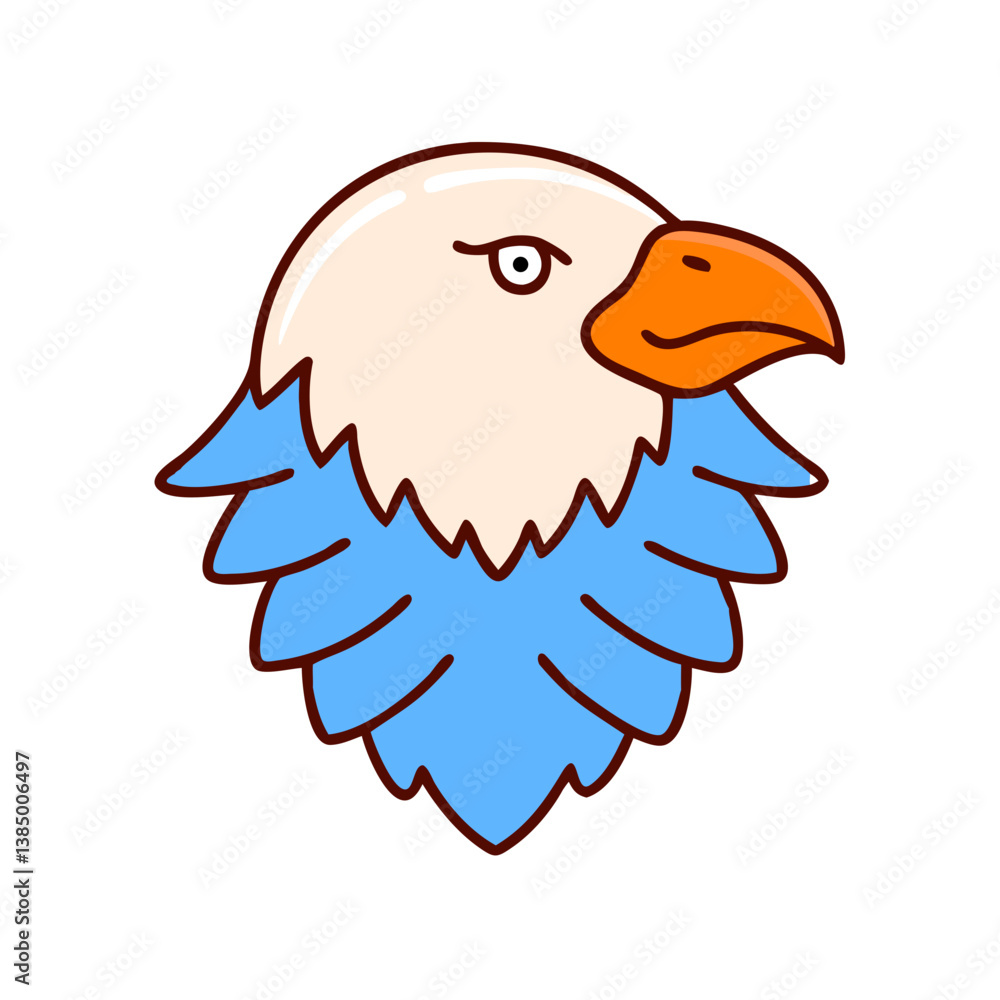 Cartoon Bald Eagle Head Profile, Bird Icon, American Symbol Cartoon Bald Eagle Head Profile, Bird Icon, American Symbol