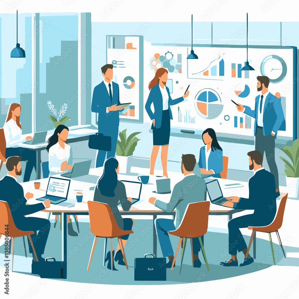 Flat Vector Illustration of Team Collaboration Flat Vector Illustration of Team Collaboration