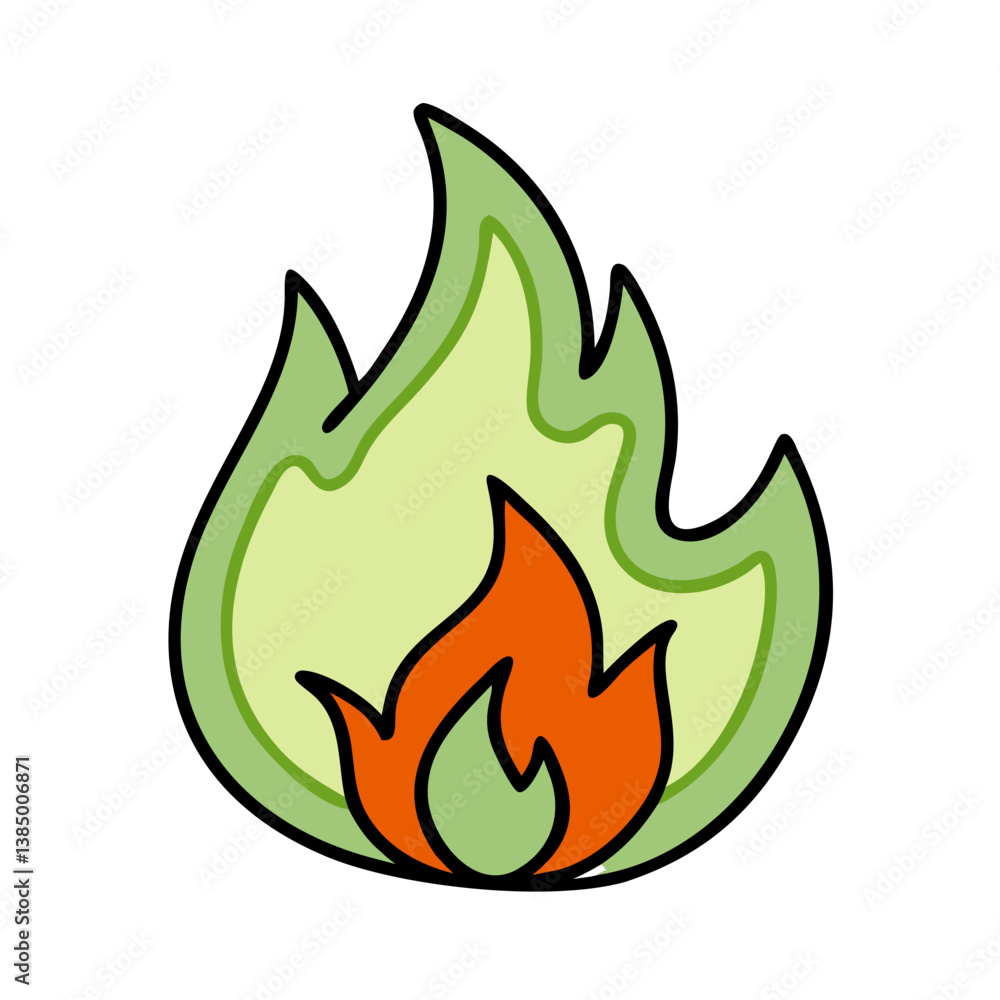 Green and Orange Flame vector Cartoon Fire Design Green and Orange Flame vector Cartoon Fire Design