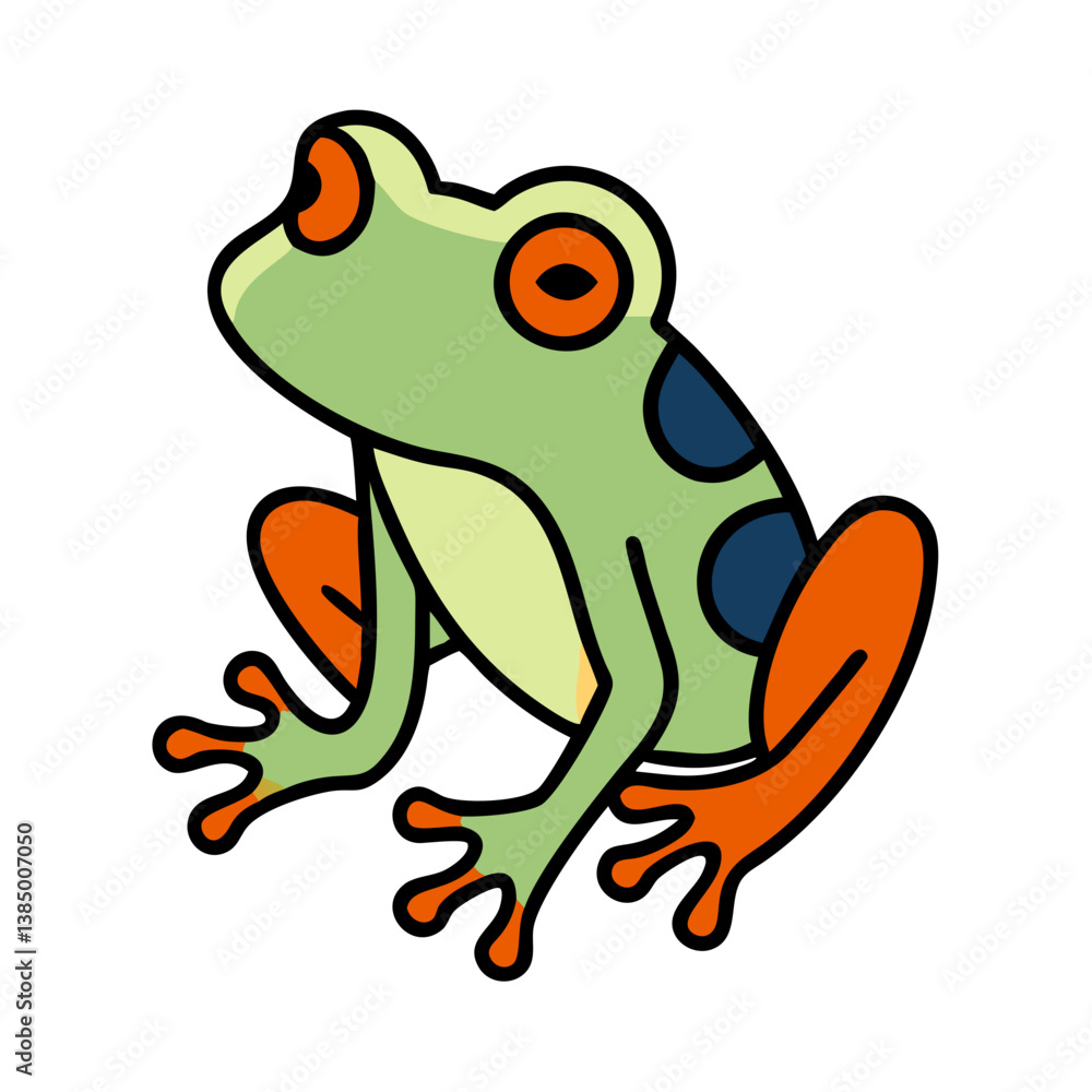 Fototapeta premium Cartoon RedEyed Tree Frog vector, Amphibian, Nature