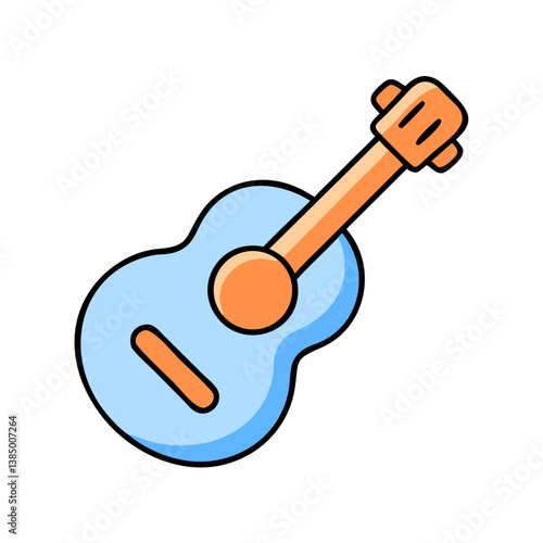 Cartoon Acoustic Guitar Illustration, Music Instrument Design, Simple