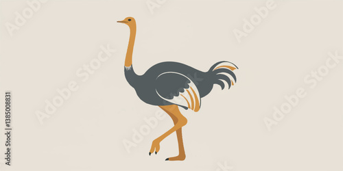 Modern Stylized Vector Ostrich with Elegant Feather Details photo