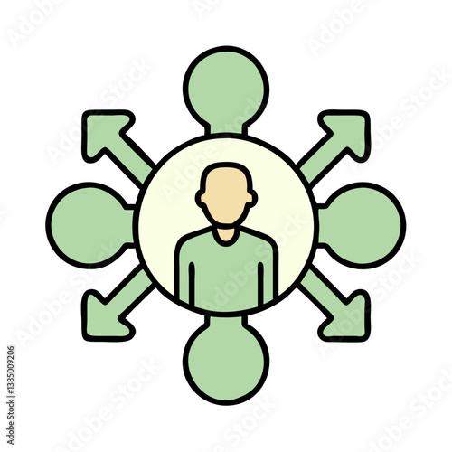 Person Centered Network, Connections, Communication, Collaboration, Arrows, Flow, Multidirectional, 