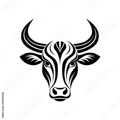 Black and white cartoon cow and bull head vector illustration
