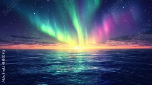 Wallpaper Mural Spectacular aurora borealis display over the ocean at night scenery Torontodigital.ca