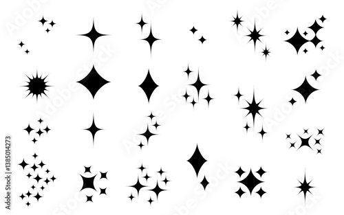 星のモチーフのイラスト、記号セット。