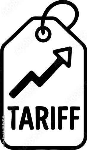 Import Tariffs trade impact concept. Tariff price increase symbol with upward trend arrow.