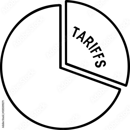 Import Tariffs trade impact concept. Pie chart illustrating tariffs in a simple design.