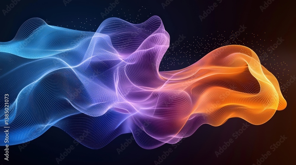 Fototapeta premium Colorful Dynamic Waves Flowing in Fluid Motion with Abstract Vibrant Design Elements