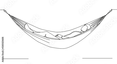 Person relaxing in hammock against a simple white background