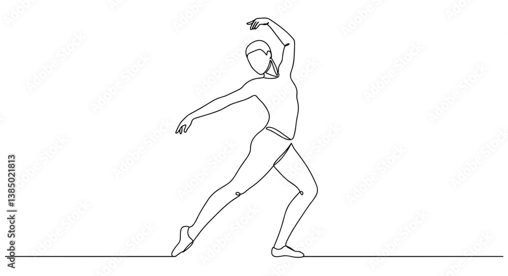 Fototapeta premium Dancer in motion performing an elegant pose against a simple background