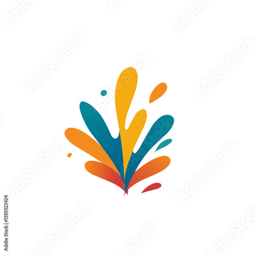 Colorful splash patterns in a symmetrical layout, featuring vibrant shades of red, yellow, green, and blue on a light beige background. Energetic and playful design.

