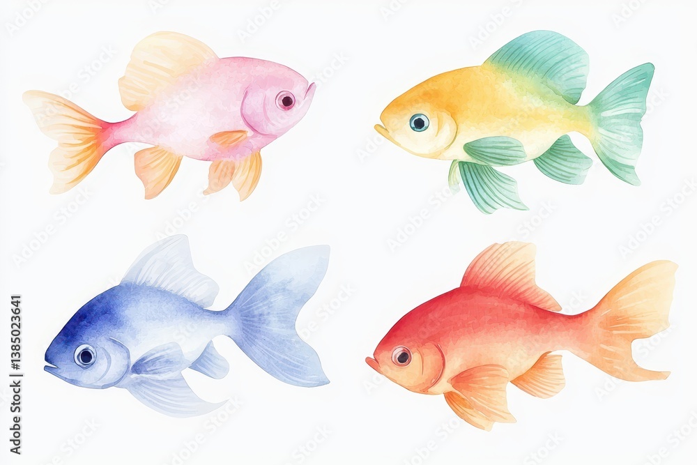 Colorful goldfish swimming in a bright aquatic scene creative illustration whimsical environment Colorful goldfish swimming in a bright aquatic scene creative illustration whimsical environment