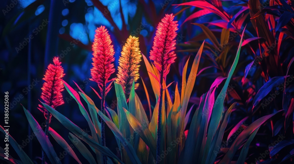 Vibrant Neon Tropical Flowers