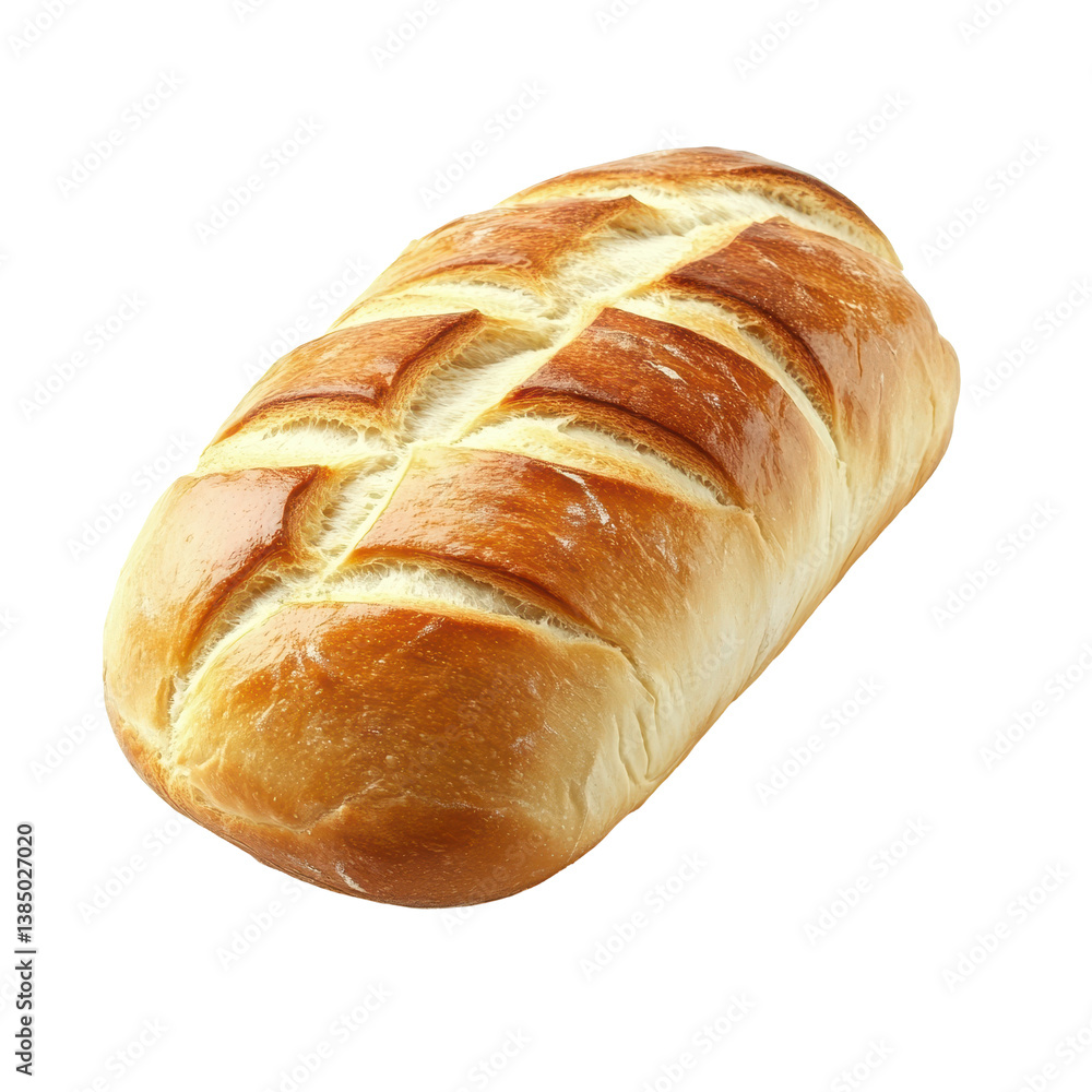 Freshly baked white bread loaf on a clean white backdrop for culinary enjoyment, White bread loaf isolated on Transparent background Freshly baked white bread loaf on a clean white backdrop for culinary enjoyment, White bread loaf isolated on Transparent background