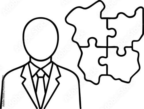 Import Tariffs policy impact concept. Business person with puzzle pieces symbolizing problem-solving.