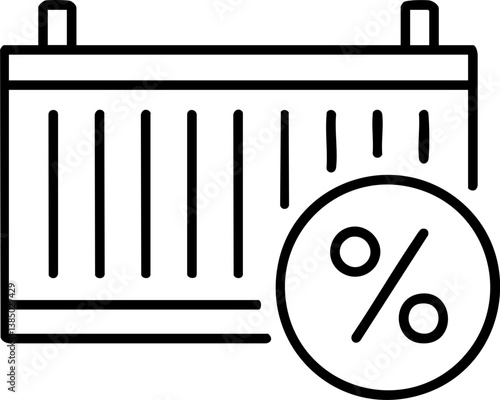 Import Tariffs policy impact concept. Shipping container with discount symbol illustration.