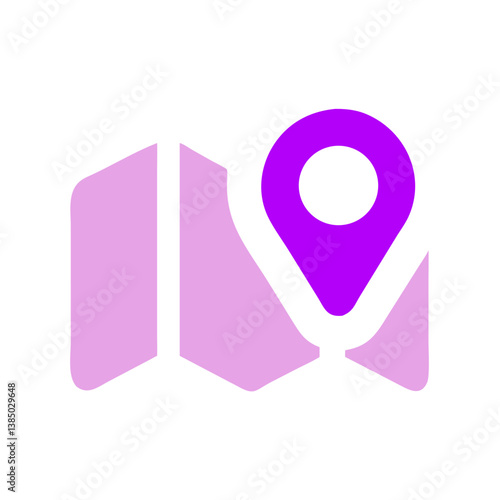 Map with location pin icon in gradient purple vector style

