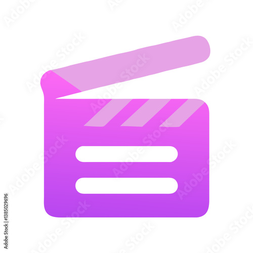 Clapperboard icon in gradient vector style for film and media

