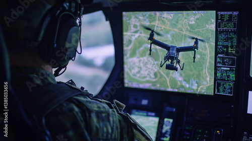 Soldier operates advanced drone technology in tactical environment during training exercise