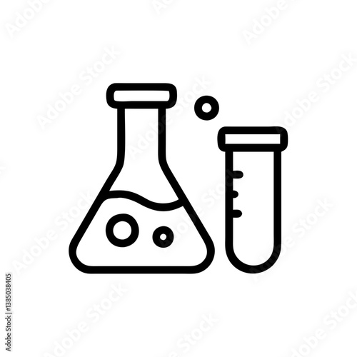 Chemical test tube pictogram icons set. Chemical lab equipment isolated on white. Experiment flasks for science experiment. 
