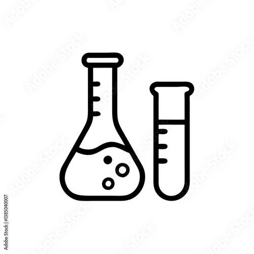Chemical test tube pictogram icons set. Chemical lab equipment isolated on white. Experiment flasks for science experiment. 

