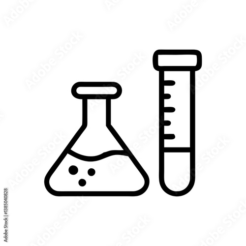 Chemical test tube pictogram icons set.  equipment isolated on white. Experiment flasks for science experiment. chemical lab equipment isolated icons on white background: flask, test tube
