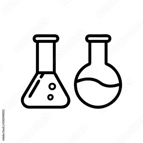 Chemical test tube pictogram icons set.  equipment isolated on white. Experiment flasks for science experiment. chemical lab equipment isolated icons on white background: flask, test tube
