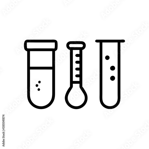 Chemical test tube pictogram icons set.  equipment isolated on white. Experiment flasks for science experiment. chemical lab equipment isolated icons on white background: flask, test tube
