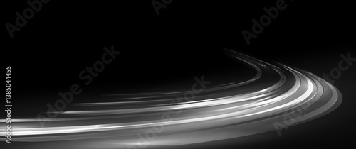 Modern abstract high speed movement. Dynamic motion light trails on dark background. Futuristic digital technology movement concept. Vector EPS10.