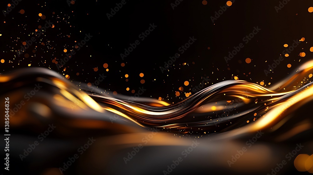 Fototapeta premium Golden Liquid Wave Abstract Background.