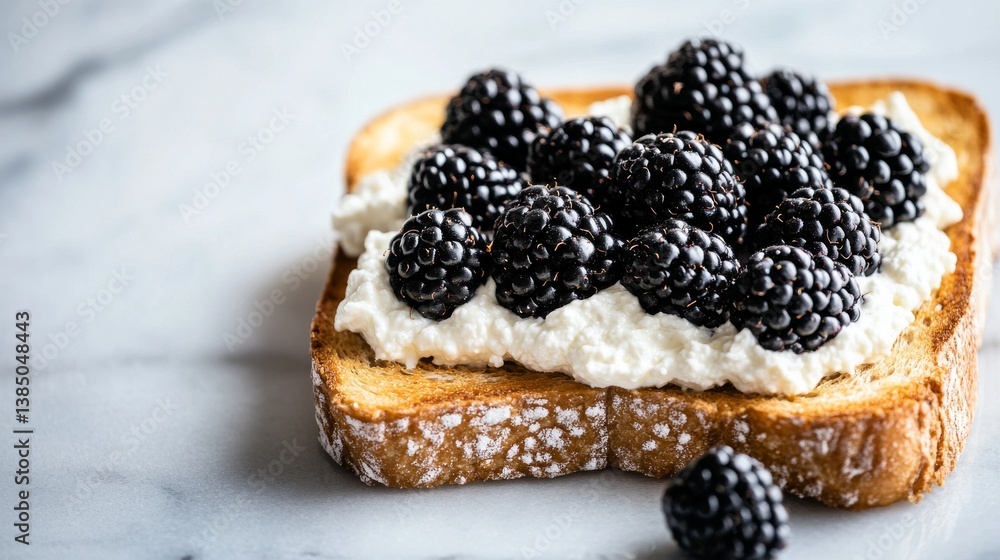 99.A high-quality image of keto diet toast with ricotta cheese, blackberries, and honey, arranged as a fresh, healthy breakfast or snack on a polished marble surface, highlighting the vibrant 99.A high-quality image of keto diet toast with ricotta cheese, blackberries, and honey, arranged as a fresh, healthy breakfast or snack on a polished marble surface, highlighting the vibrant
